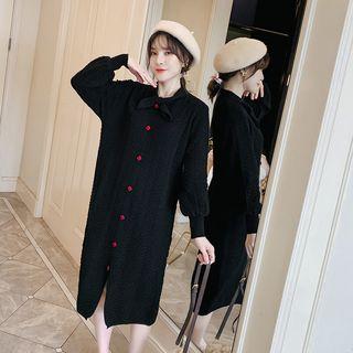 Long-sleeve Tie-waist Cable Knit Long Cardigan