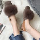 Faux Leather Fluffy Mules