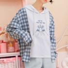 Check Panel Hooded Long-sleeve Sweater