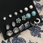 Set: Stud Earring (various Designs) 0156a# - Set - Classic Earrings - Blue & Silver - One Size