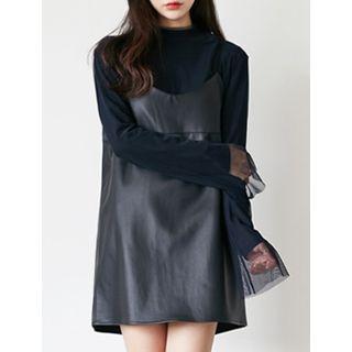 Mock-neck Long-sleeve Sheer Top