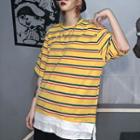 Couple Matching Striped Short-sleeve T-shirt As Shown In Figure - One Size