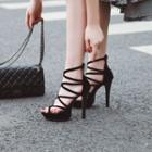 Faux Suede Strappy High-heel Sandals
