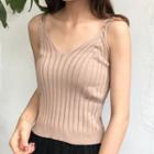 Spaghetti Strap Rib Knit Top