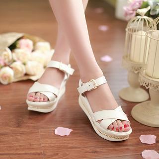 Cross Strap Platform Sandals