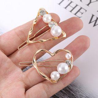 Faux Pearl Rhinestone Alloy Hair Clip