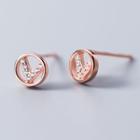 925 Sterling Silver Rhinestone V Earring S925 Silver - 1 Pair - Rose Gold - One Size