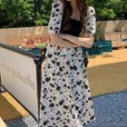 Short-sleeve Square Neck Floral A-line Dress (various Designs)