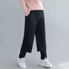 Plain Mock Two-piece Woolen Cropped Pants