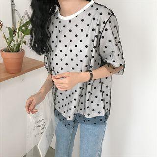 Polka Dot Mesh Top