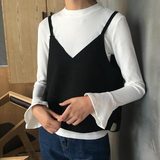 Set: Plain Long Sleeve T-shirt + Camisole Top