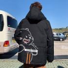 Long-sleeve Bear Print Zip Hood Jacket