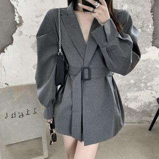 Plain Belted Blazer