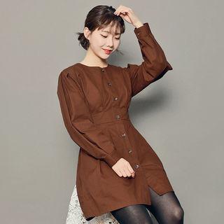 Round-neck Pintuck Shirtdress