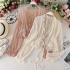 Agaric Laces Lace Up Chiffon Top