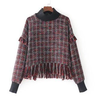 Long Sleeve Woolen Panel Top