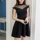 Mesh Yoke Cap-sleeve A-line Minidress