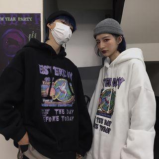 Couple Matching Earth Print Hoodie
