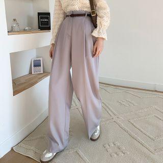 Pintuck-waist Wide-leg Pants