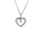 18k White Gold Heart Dangling Pendant With Diamonds One Size
