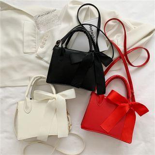 Bow Ribbon Faux Leather Crossbody Bag