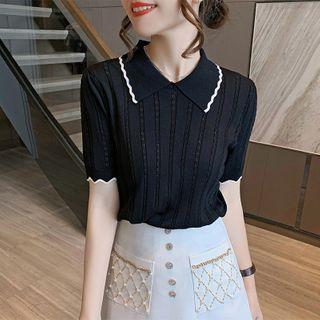 Lace Knit Short-sleeve Top