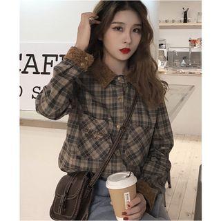 Fleece Trim Plaid Shirt
