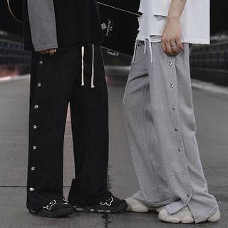 Button Wide-leg Sweatpants