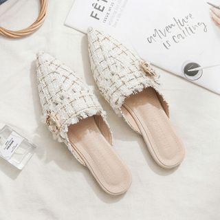 Tweed Pointed Mules