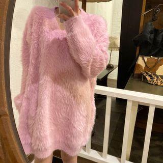 Long-sleeve V-neck Furry Sweater