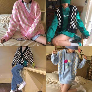 Checkerboard Pattern Cardigan / Sweater Vest