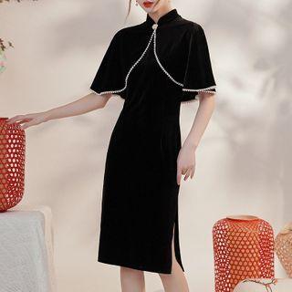 Detachable Shawl Sleeveless Qipao