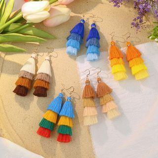 Color Block Tassel Drop Earring
