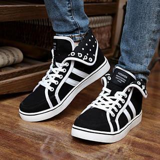Genuine-leather Contrast-trim Sneakers