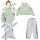 Color Block Pullover / Drawstring Sweatpants