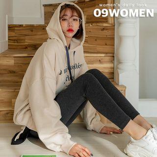 Letter Drop-shoulder Slit-side Hoodie