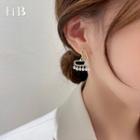 Heart Rhinestone Fringed Earring 1 Pair - Silver & Gold - One Size