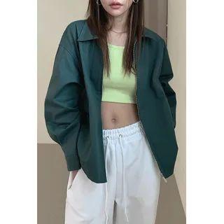 Collared Cotton Blouson Jacket