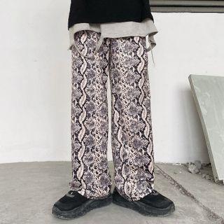Snake Skin Print Straight Cut Pants