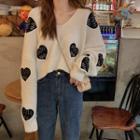 Heart Embroidery Cropped Sweater