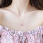 Stainless Steel Fan Pendant Necklace Rose Gold - One Size