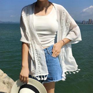 Tasseled Short-sleeve Light Jacket