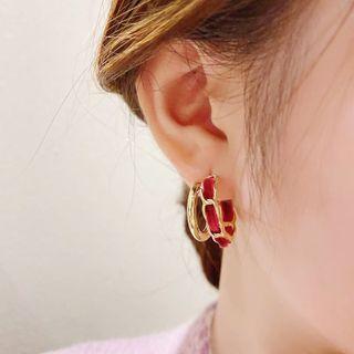 925 Sterling Silver Velvet Chain Earrings Hoop Earring - One Size