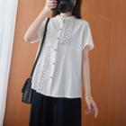 Short-sleeve Pattern Embroidered Blouse