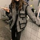 Tweed Button-up Jacket Black - One Size