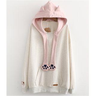 Horn-accent Embroidered Hoodie