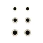 925 Sterling Silver Plated Gold Simple Geometric Round Three-piece Stud Earrings Golden - One Size