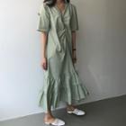 Short-sleeve Twisted Mid Dress
