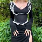 Lace Trim Side Slit Skinny Mini Dress / Corset Belt