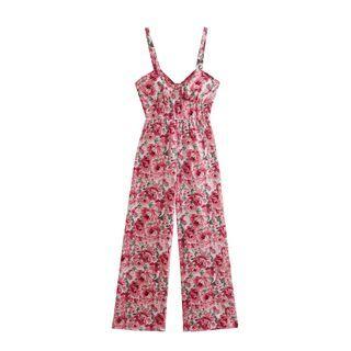Spaghetti-strap Floral Jumpsuit